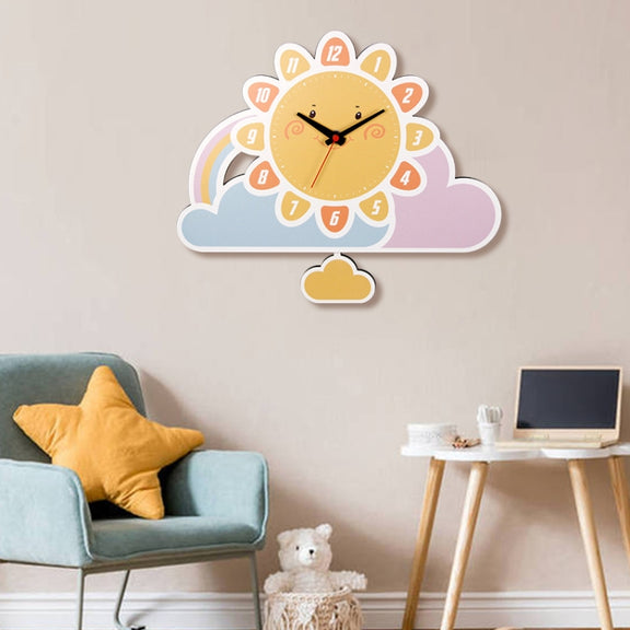 Cartoon Shake Wall Clock Children Room Decoration Wall Clock (Sun)