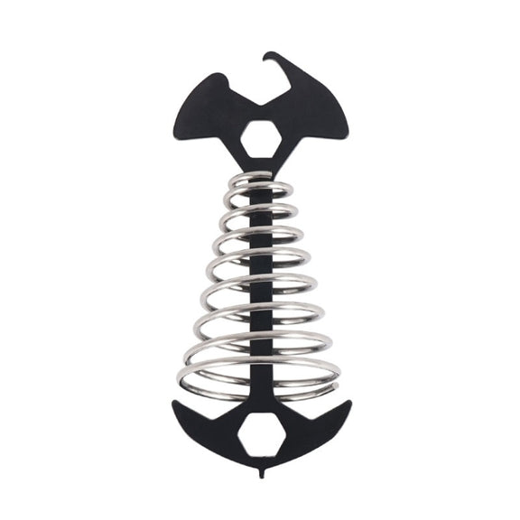 5 PCS Multifunctional Outdoor Camping Fishbone Nail Spring Hook Wind Rope Buckle(Black)