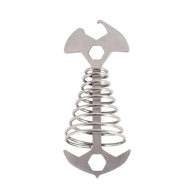 5 PCS Multifunctional Outdoor Camping Fishbone Nail Spring Hook Wind Rope Buckle(Stainless Steel)