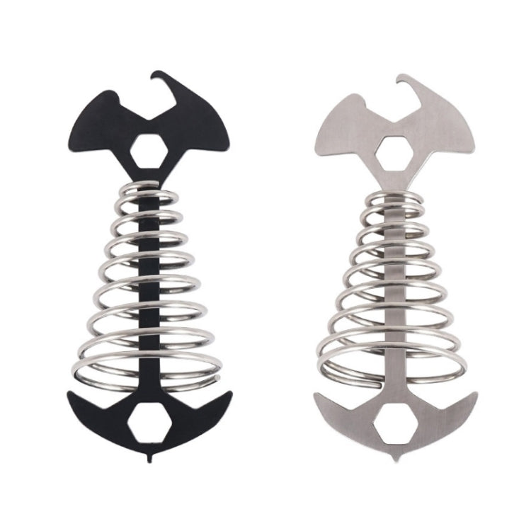 5 PCS Multifunctional Outdoor Camping Fishbone Nail Spring Hook Wind Rope Buckle(Black)