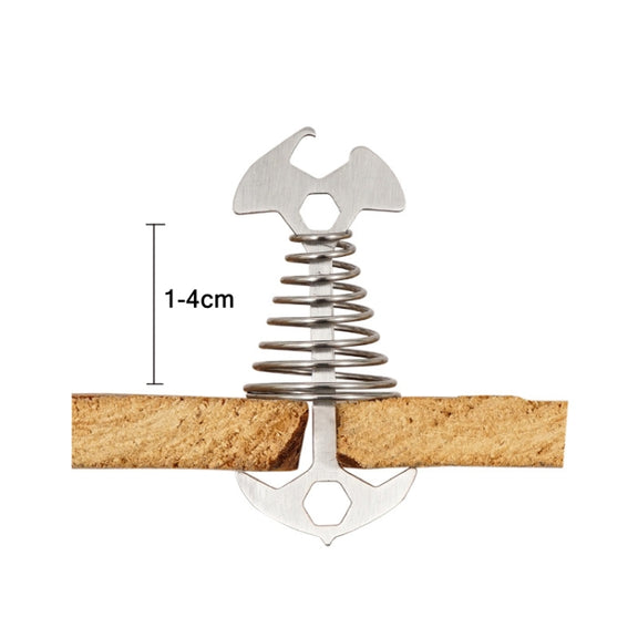 5 PCS Multifunctional Outdoor Camping Fishbone Nail Spring Hook Wind Rope Buckle(Stainless Steel)
