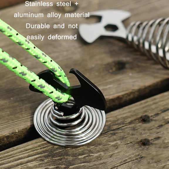 5 PCS Multifunctional Outdoor Camping Fishbone Nail Spring Hook Wind Rope Buckle(Stainless Steel)