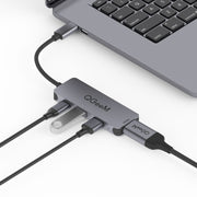 QGeeM UH04-1 4 In 1 USB 3.0 Multifunction Type-C Extension HUB Adapter(Silver Gray)