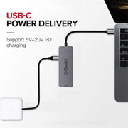 QGeeM UH04-1 4 In 1 USB 3.0 Multifunction Type-C Extension HUB Adapter(Silver Gray)
