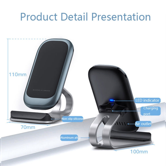 Z01 15W Multifunctional Desktop Wireless Charger with Stand Function, Spec: MCU (Black)