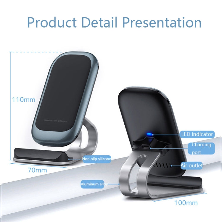 Z01 15W Multifunctional Desktop Wireless Charger with Stand Function, Spec: MCU (Silver)