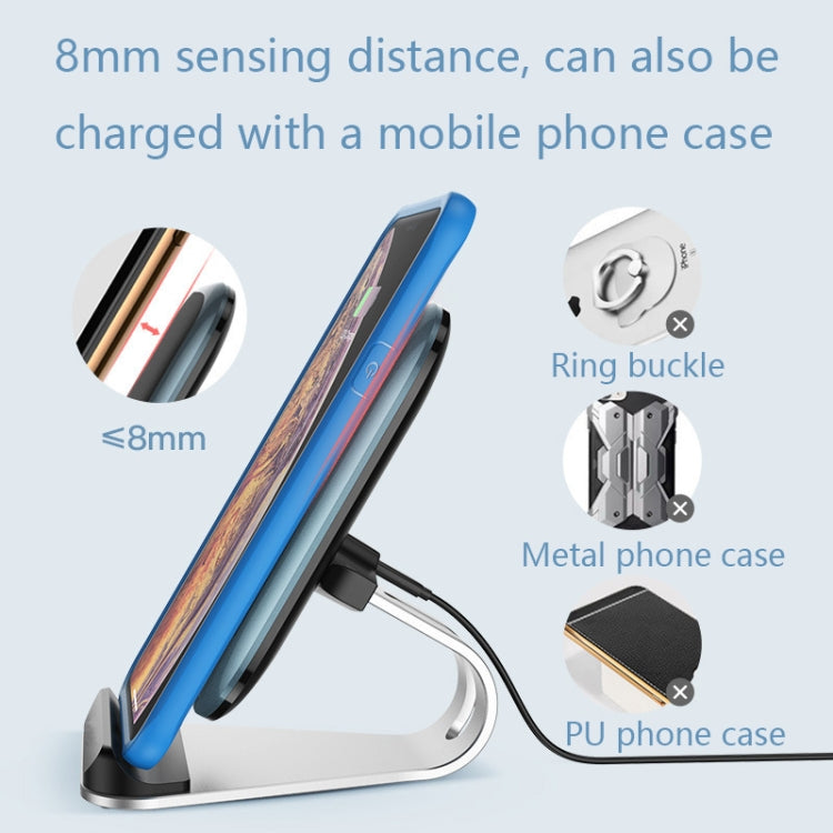 Z01 15W Multifunctional Desktop Wireless Charger with Stand Function, Spec: MCU (Silver)