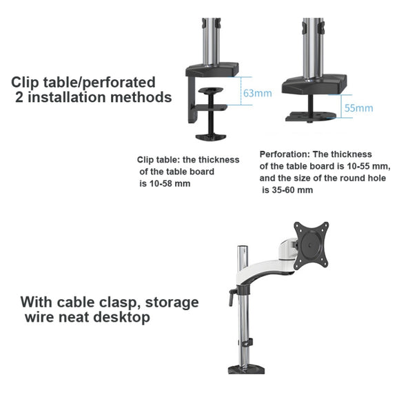 Gibbon Mounts FE112 Aluminum Alloy Lifting and Rotating LCD Computer Monitor Bracket(Perforation)