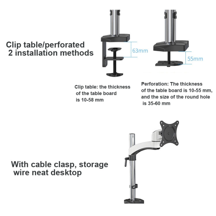 Gibbon Mounts FE112 Aluminum Alloy Lifting and Rotating LCD Computer Monitor Bracket(Perforation)