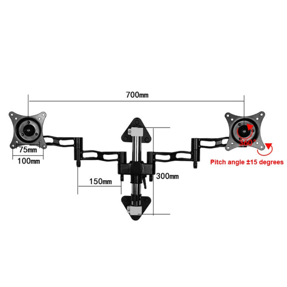 Gibbon Mounts D08W-300  Monitor Bracket Dual Screen Wall Bracket Splicing Computer Bracket