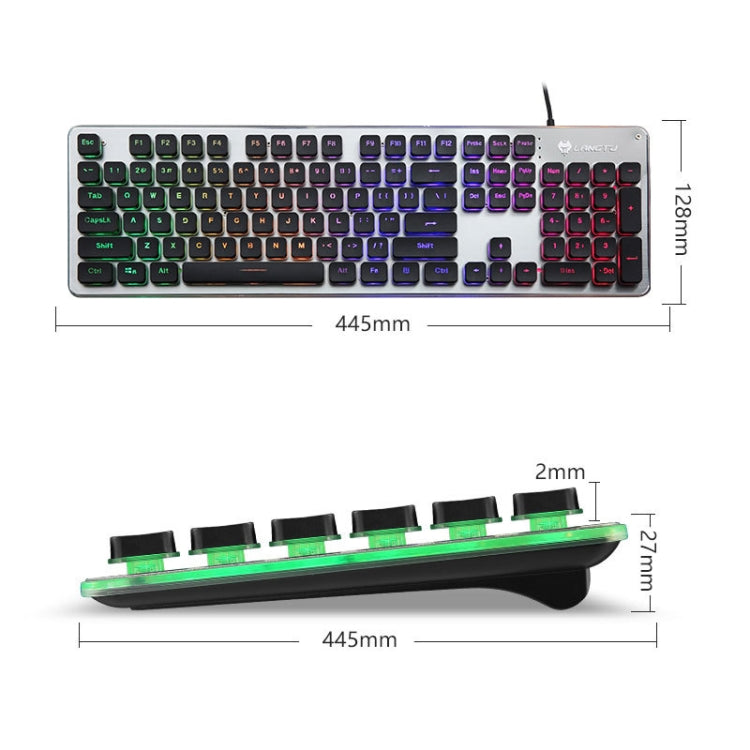 LANGTU L1 104 Keys USB Home Office Film Luminous Wired Keyboard, Cable Length:1.6m(Orange Light Black)