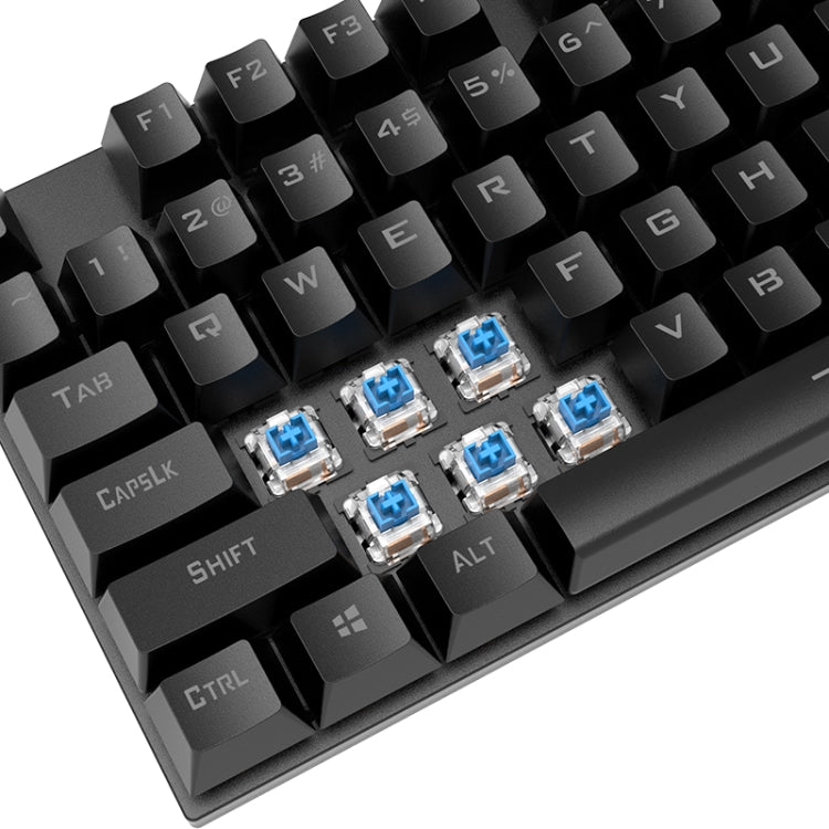 XUNFOX K80 87 Keys Wired Gaming Mechanical Illuminated Keyboard, Cable Length:1.5m(Gray Black)