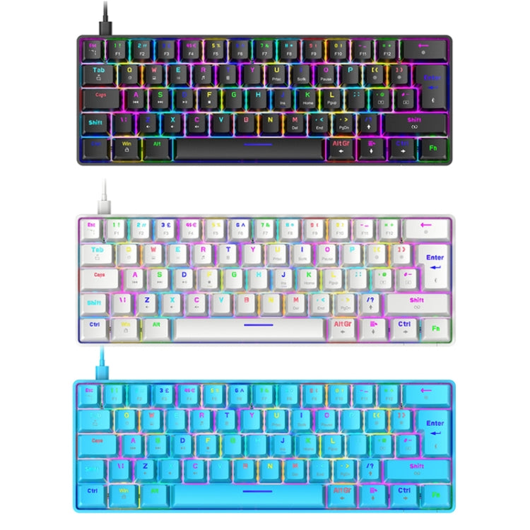 ZIYOU LANG T60 62-Key RGB Luminous Mechanical Wired Keyboard, Cable Length:1.5m(White Red Shaft)