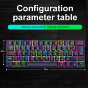 ZIYOU LANG T60 62-Key RGB Luminous Mechanical Wired Keyboard, Cable Length:1.5m(White Green Shaft)