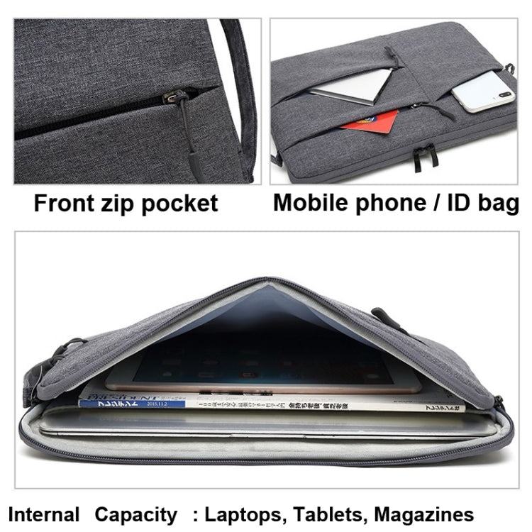 Zipper Type Polyester Business Laptop Liner Bag, Size: 15.6 Inch(Light Grey)
