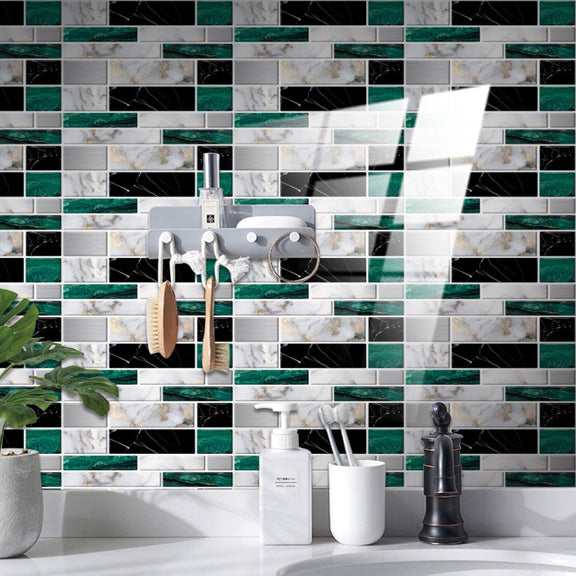12 PCS 10 x 20cm Brick Pattern Crystal Film Glossy Tile Sticker Floor Sticker(KIT021)