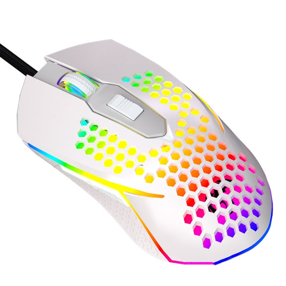 LEAVEN S50 6Keys Macro Definition Programmable RGB Lighted Gaming Wired Mouse, Cable Length: 1.5m(White)