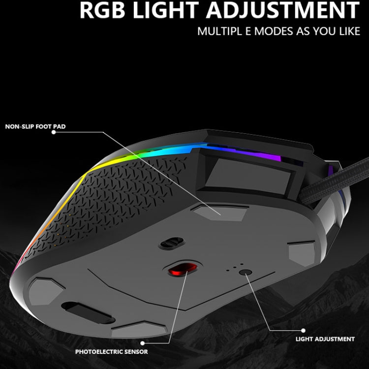 LEAVEN S50 6Keys Macro Definition Programmable RGB Lighted Gaming Wired Mouse, Cable Length: 1.5m(Blue)
