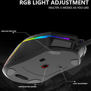 LEAVEN S50 6Keys Macro Definition Programmable RGB Lighted Gaming Wired Mouse, Cable Length: 1.5m(Blue)