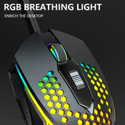 LEAVEN S50 6Keys Macro Definition Programmable RGB Lighted Gaming Wired Mouse, Cable Length: 1.5m(Blue)