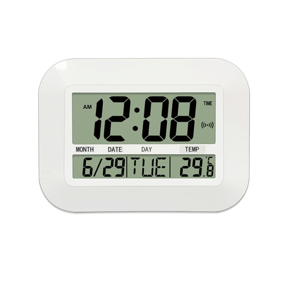 Household Big Screen Digital Electronic Alarm Clock Minimalist Living Room Mute Wall Clock(White)