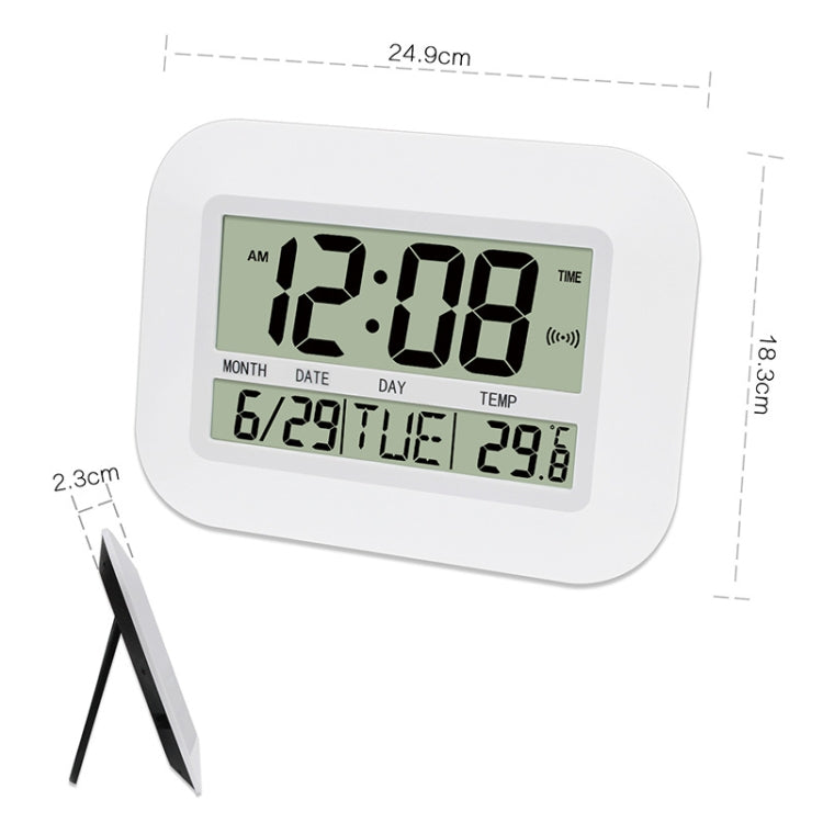 Household Big Screen Digital Electronic Alarm Clock Minimalist Living Room Mute Wall Clock(White)