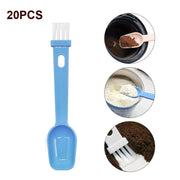 20 PCS Coffee Bean Grinder Spoon Grinder Cleaning Brush With Scale(Blue Handle White Hair)