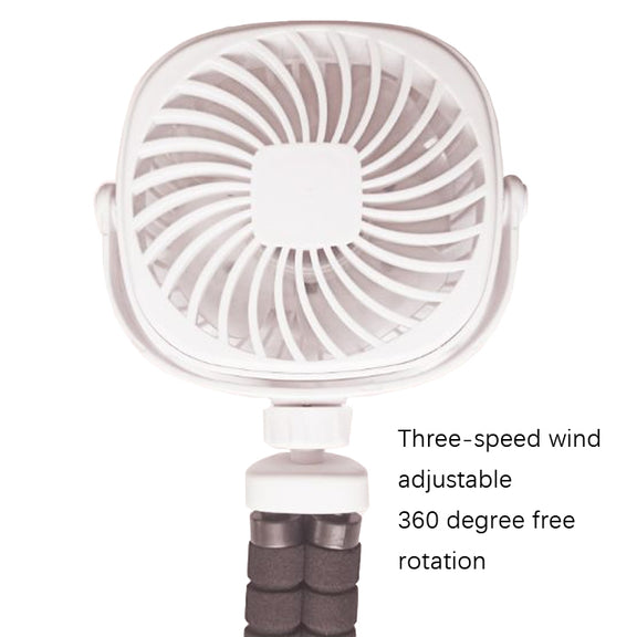 Octopus Stroller Deformation Fan Desktop Portable Handheld USB Small Fan, Colour: 1200mAh White