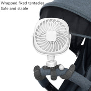 Octopus Stroller Deformation Fan Desktop Portable Handheld USB Small Fan, Colour: 1200mAh White