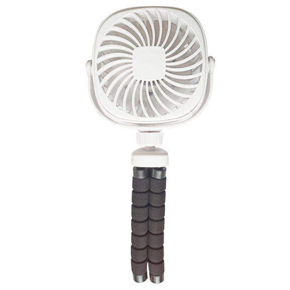 Octopus Stroller Deformation Fan Desktop Portable Handheld USB Small Fan, Colour: 2200mAh White
