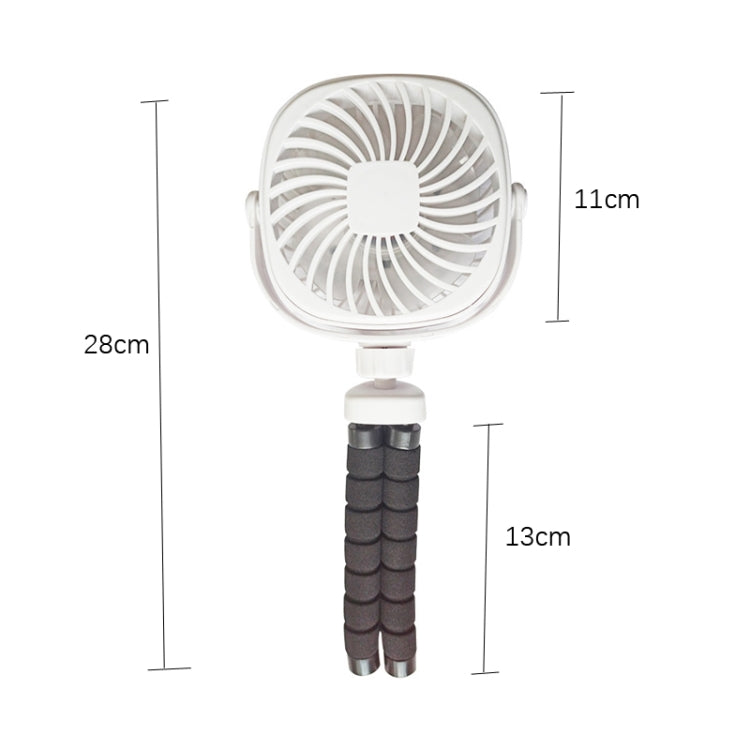 Octopus Stroller Deformation Fan Desktop Portable Handheld USB Small Fan, Colour: 2200mAh White