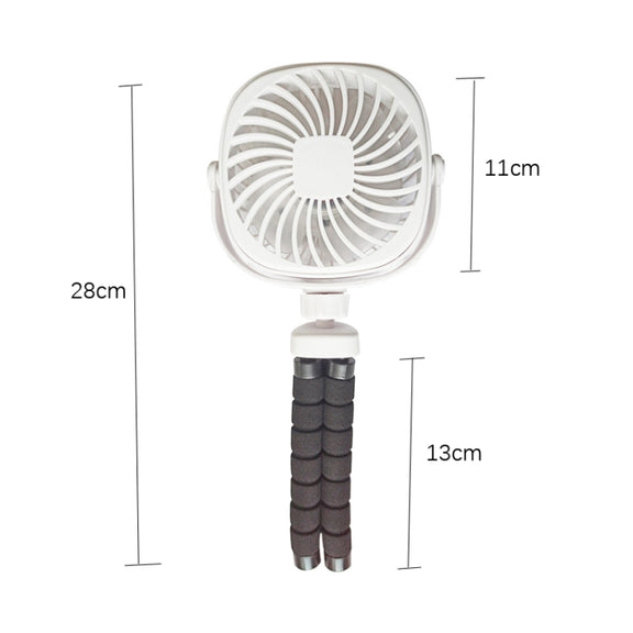 Octopus Stroller Deformation Fan Desktop Portable Handheld USB Small Fan, Colour: 2200mAh White