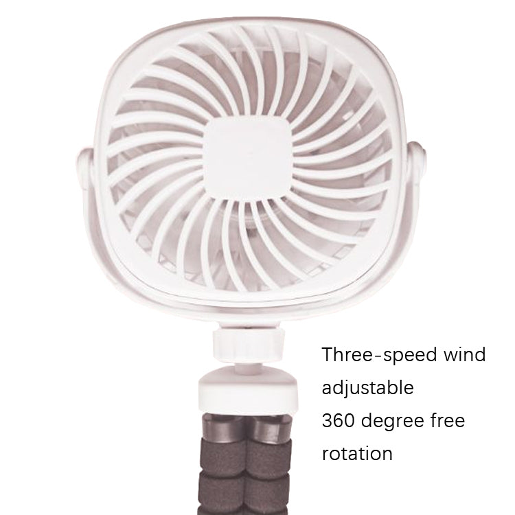 Octopus Stroller Deformation Fan Desktop Portable Handheld USB Small Fan, Colour: 2200mAh Black