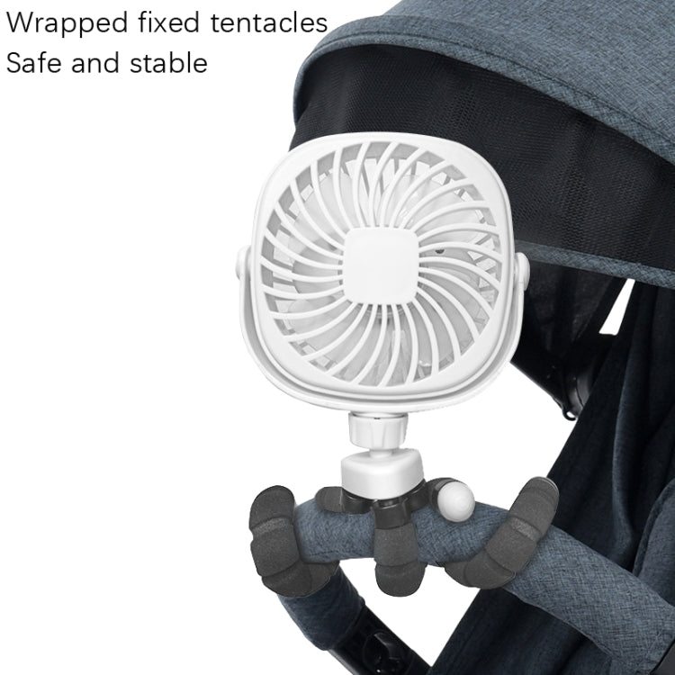 Octopus Stroller Deformation Fan Desktop Portable Handheld USB Small Fan, Colour: 2200mAh Black
