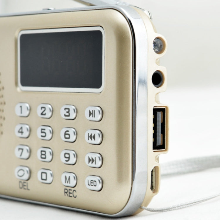 Y-619  FM/AM Mini Radio MP3 Rechargeable Music Player Support TF/SD Card with LED Display(Gold)
