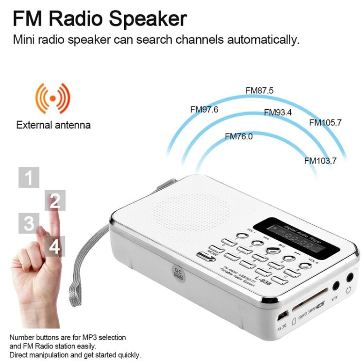 L-938  MP3 Audio Player FM Radio Support  SD MMC Card AUX-IN Earphone-out(Red)