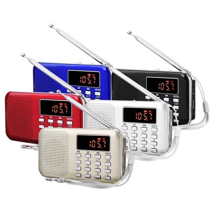 L-218AM  MP3 Radio Speaker Player Support TF Card USB with LED Flashlight Function(White)