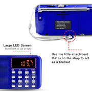 L-218AM  MP3 Radio Speaker Player Support TF Card USB with LED Flashlight Function(Blue)