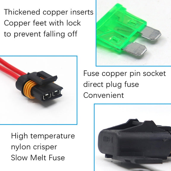 Car Slice Fuse Holder Water-resistant Fuse Box Tape Line Fuse Box(Insurance Box With No.12 Cable)