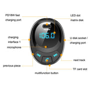 BT09 Car Bluetooth MP3 Digital Display Dual USB Charger(Black)