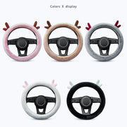 Antler Thick Plush Steering Wheel Cover, Style: O Type (Gray)