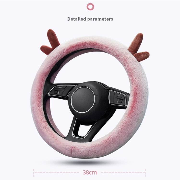 Antler Thick Plush Steering Wheel Cover, Style: O Type (Gray)