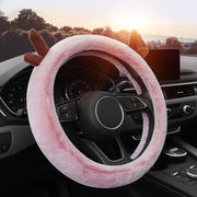 Antler Thick Plush Steering Wheel Cover, Style: O Type (Gray)