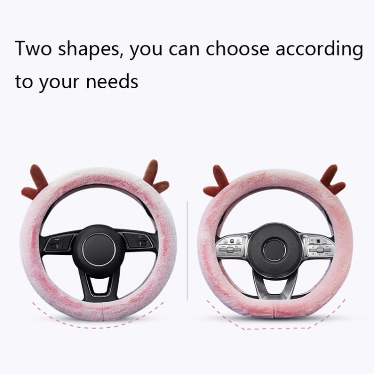 Antler Thick Plush Steering Wheel Cover, Style: O Type (Camel)