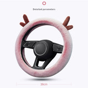 Antler Thick Plush Steering Wheel Cover, Style: D Type (White)