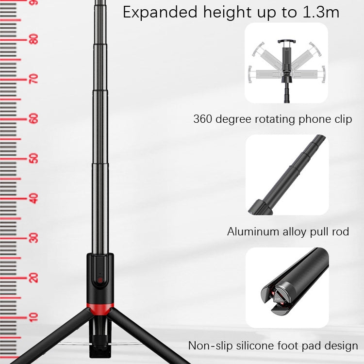 Desktop Multi-Function Live 1.3m Tripod Portable Integrated Bluetooth Selfie Rod(Black)
