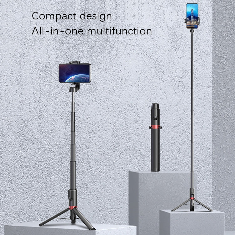 Desktop Multi-Function Live 1.3m Tripod Portable Integrated Bluetooth Selfie Rod(Black)