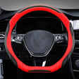 Leather Carbon Fiber Stitching Car Steering Wheel Set, Diameter: 38cm(Black Red D Shape) - Steering Wheel Accessories by PMC TechLife | Online Shopping South Africa | PMC TechLife | Buy Now Pay Later Mobicred