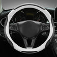Leather Carbon Fiber Stitching Car Steering Wheel Set, Diameter: 38cm(Black White Round) - Steering Wheel Accessories by PMC TechLife | Online Shopping South Africa | PMC TechLife | Buy Now Pay Later Mobicred