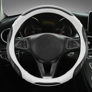 Leather Carbon Fiber Stitching Car Steering Wheel Set, Diameter: 38cm(Black White Round)